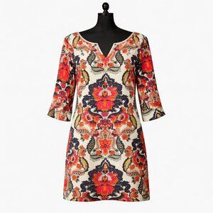 J.Crew Antonia Paisley Linen Shift Dress Size 2 Lined Pockets Coastal Boho